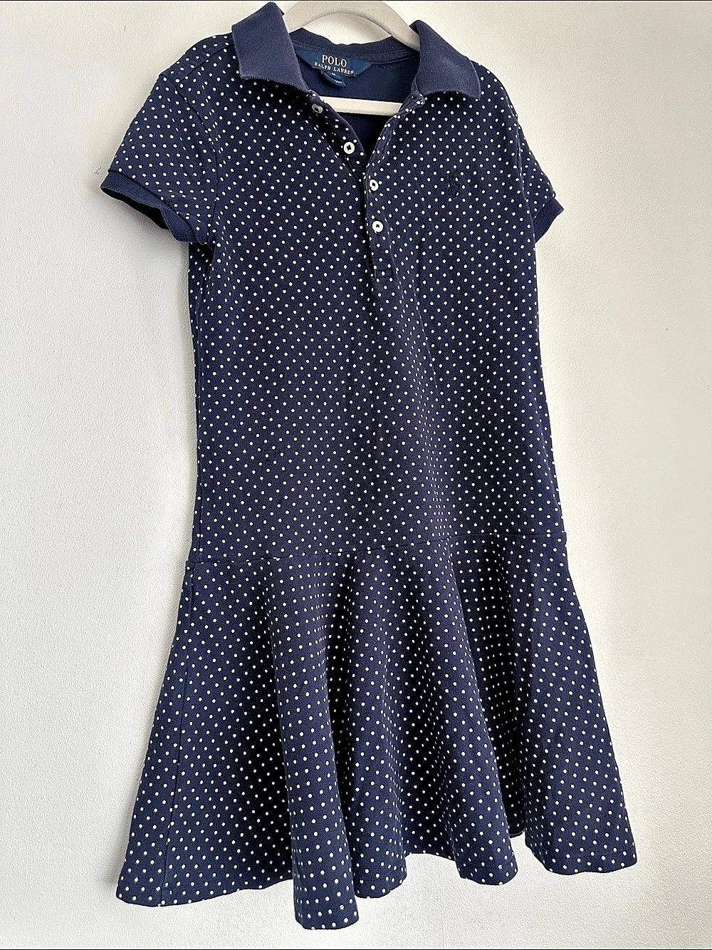 Polo Ralph Lauren girls Polka-Dot Stretch Polo Dress Blue & Medium